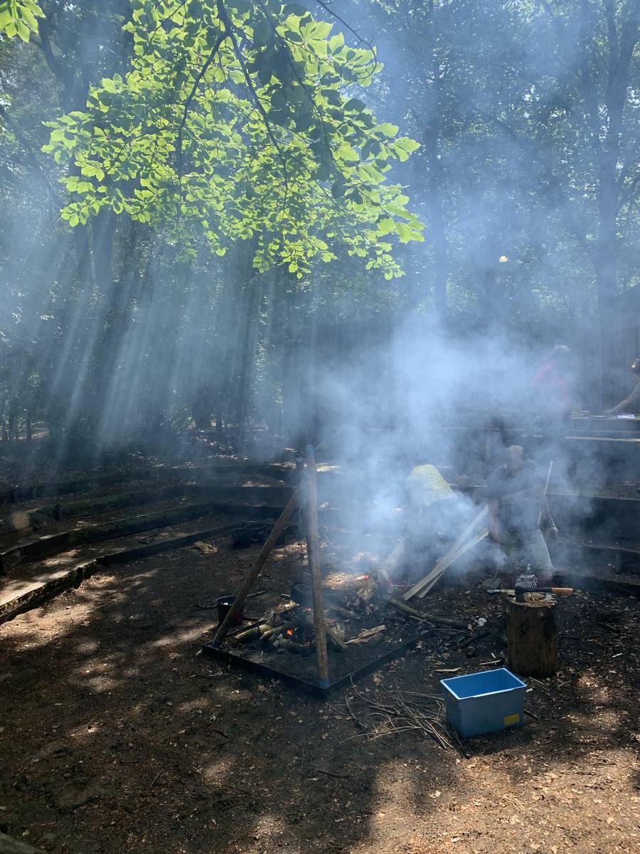 Campfire in the forest — presence and depth